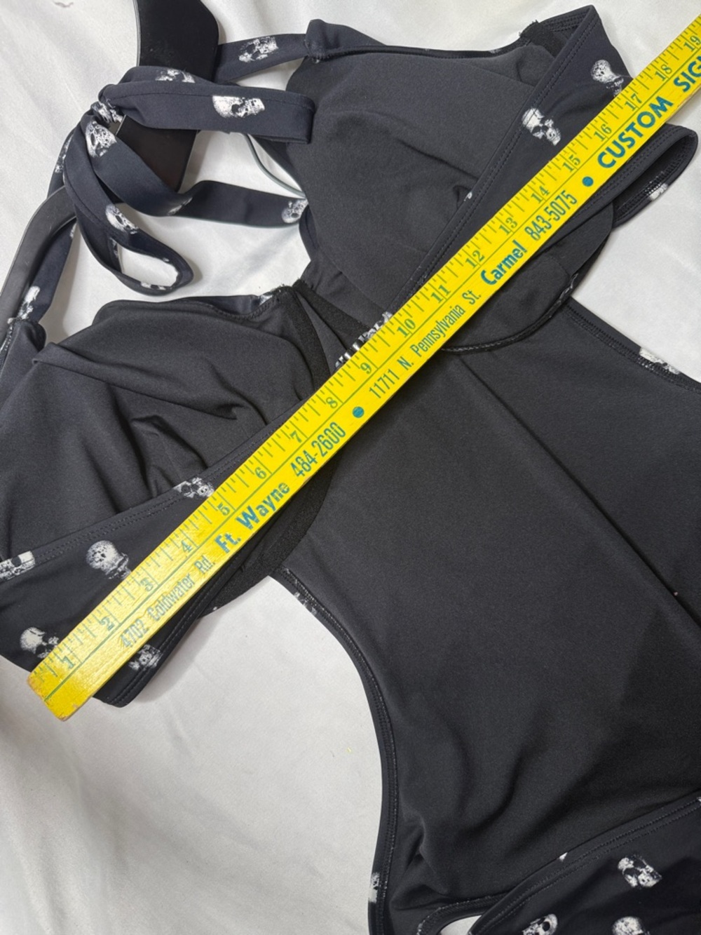 Killstar Black Halter Cutout One-Piece Swimsuit with White Skull Print - Picture 8 of 8